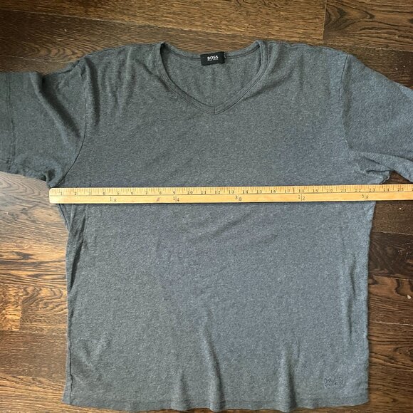 Hugo Boss Gray V-neck Men's 100% Cotton T-shirt-XL - Picture 5 of 6